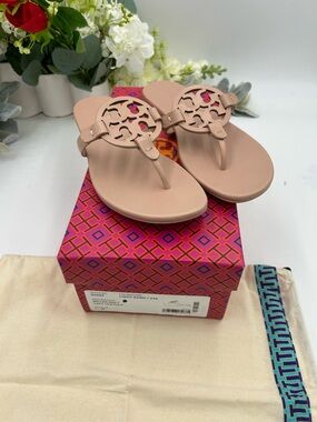 Women's TORY BURCH miller soft calf, leather sandals in light sand size 9
